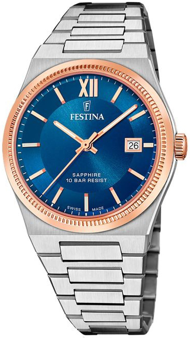 Festina Herreklokke F20036-2 Swiss Made Blå/Stål Ø40 mm