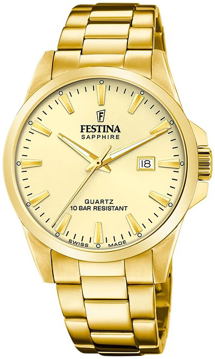 Festina Herreklokke F20044-4 Swiss Made Gull/Gulltonet stål Ø41 mm