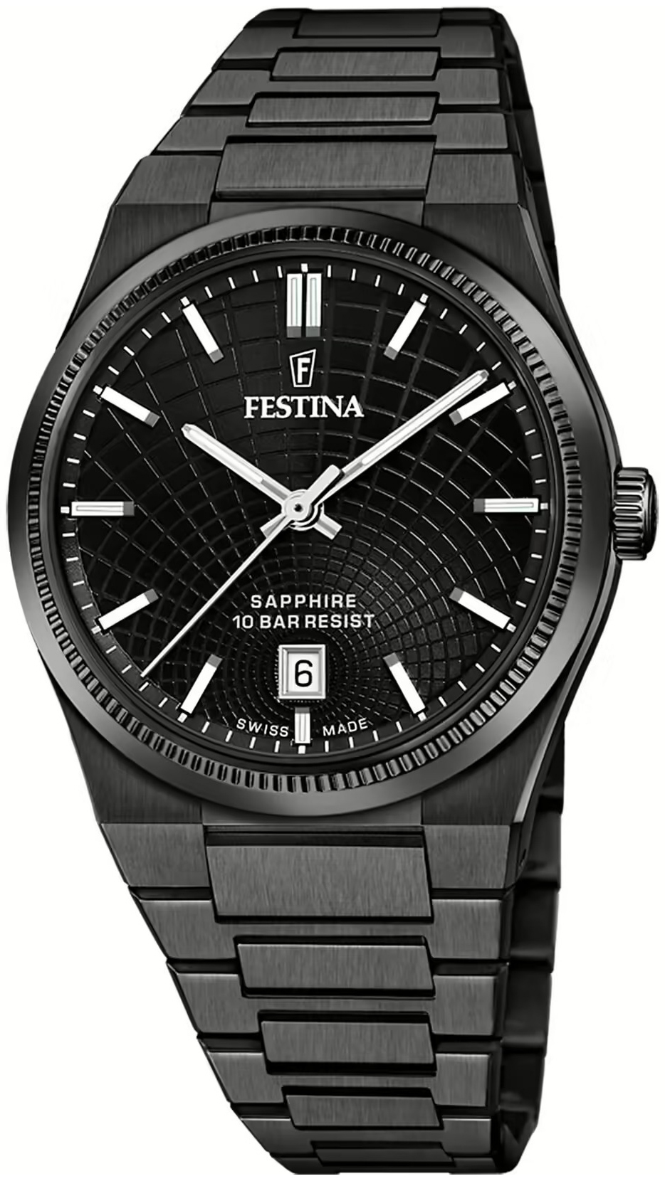 Festina Herreklokke F20080-1 Swiss Made Sort/Stål Ø40 mm