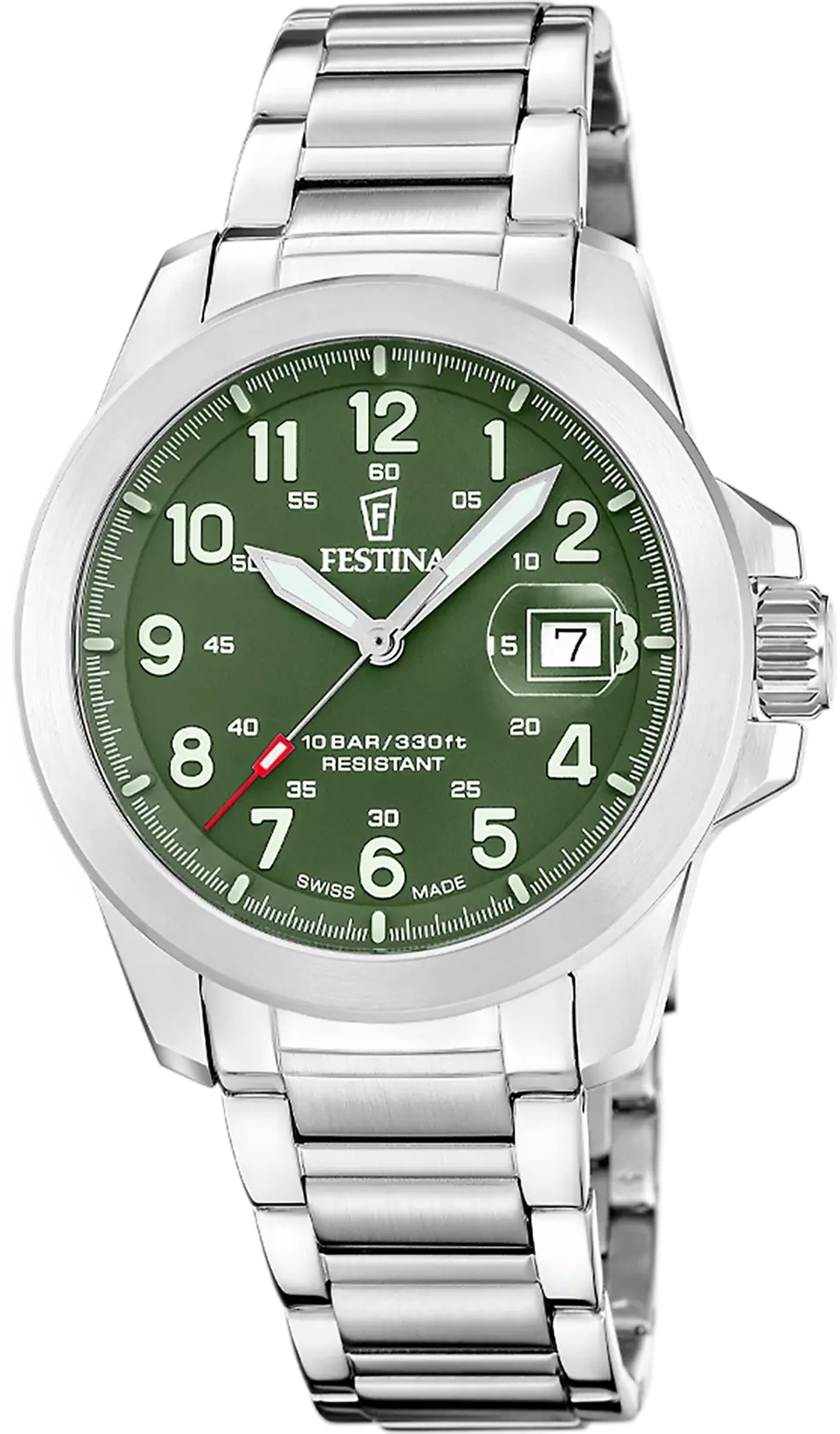 Festina Herreklokke F20081-3 Swiss Made Field Grønn/Stål Ø41.8 mm