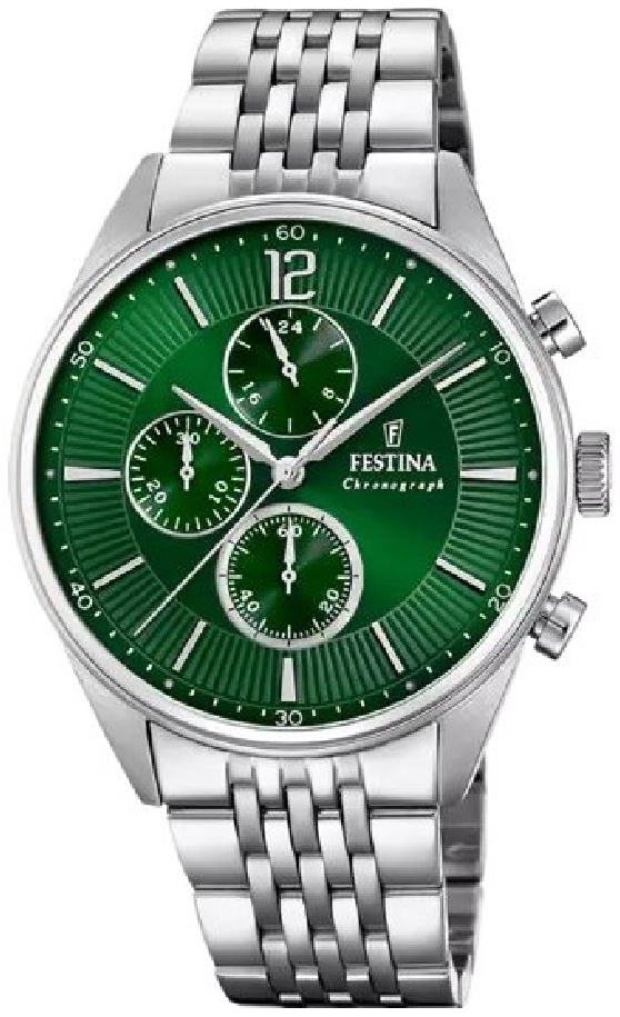 Festina Herreklokke F20285-8 Chrono Grønn/Stål Ø41.5 mm