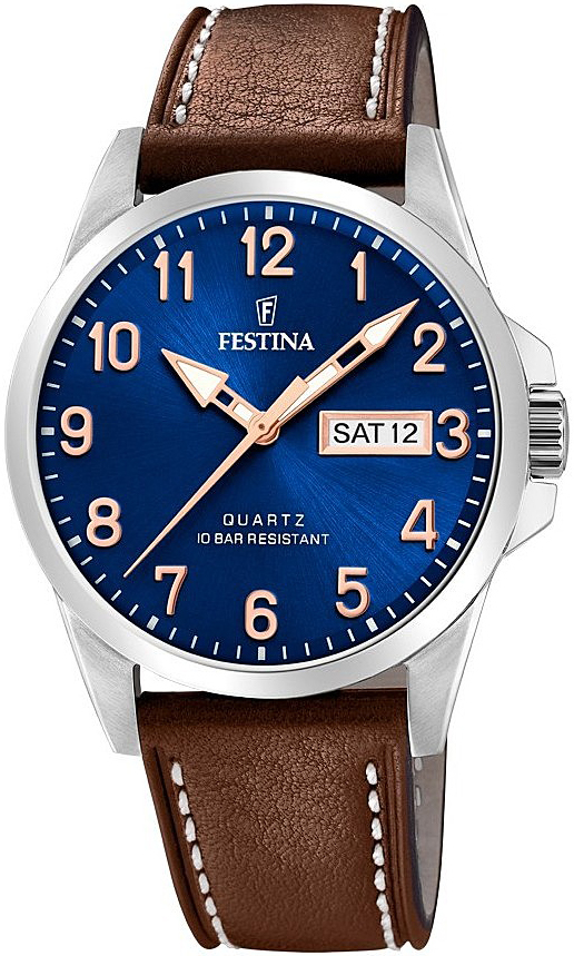 Festina Herreklokke F20358-B Blå/Lær Ø41 mm