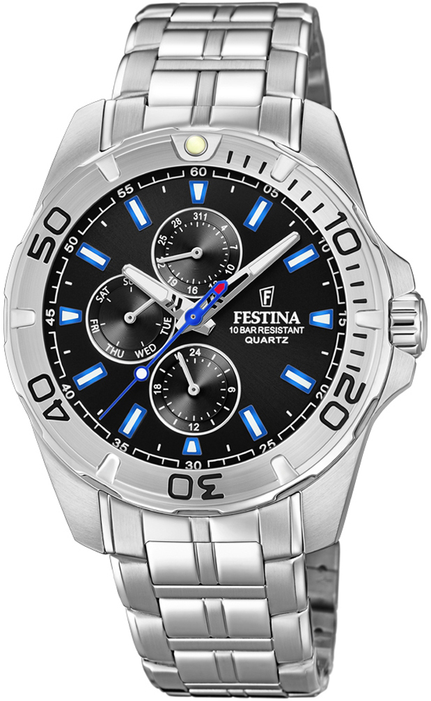 Festina Herreklokke F20445-6 Sort/Stål Ø43 mm