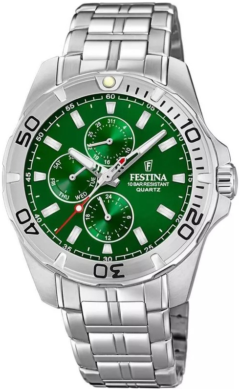Festina Herreklokke F20445-7 Multifunction Grønn/Stål Ø43 mm