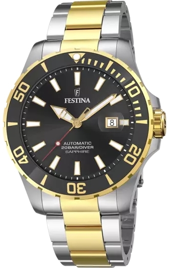 Festina Herreklokke F20532-2 Diver Sort/Gulltonet stål Ø44 mm
