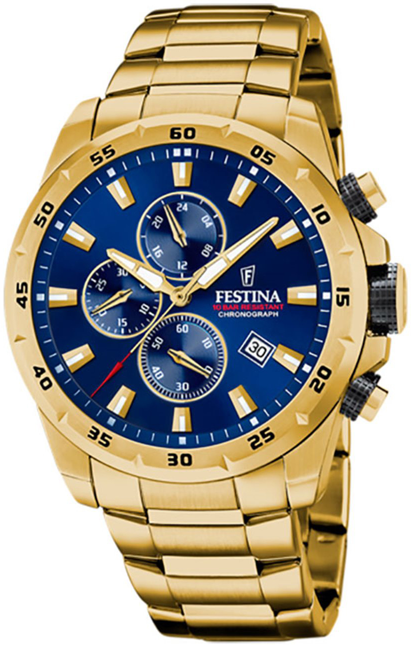 Festina Herreklokke F20541-2 Chrono Sport Blå/Gulltonet stål Ø44.9