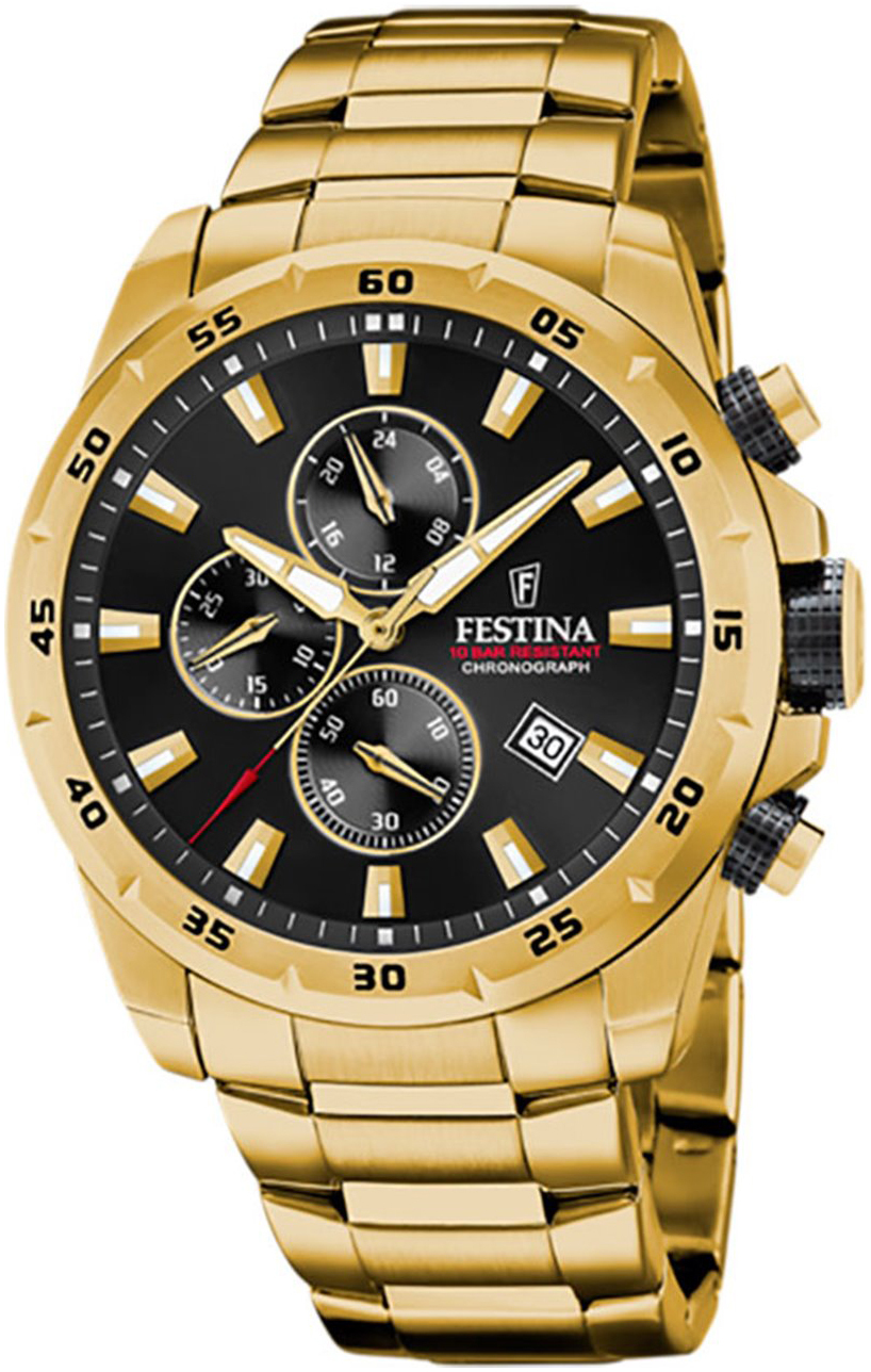 Festina Herreklokke F20541-4 Chrono Bike Sort/Gulltonet stål Ø45.5