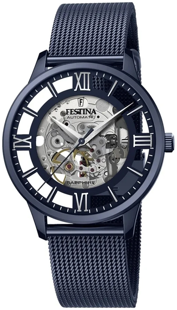 Festina Herreklokke F20574-1 Skjelettkuttet/Stål Ø42 mm