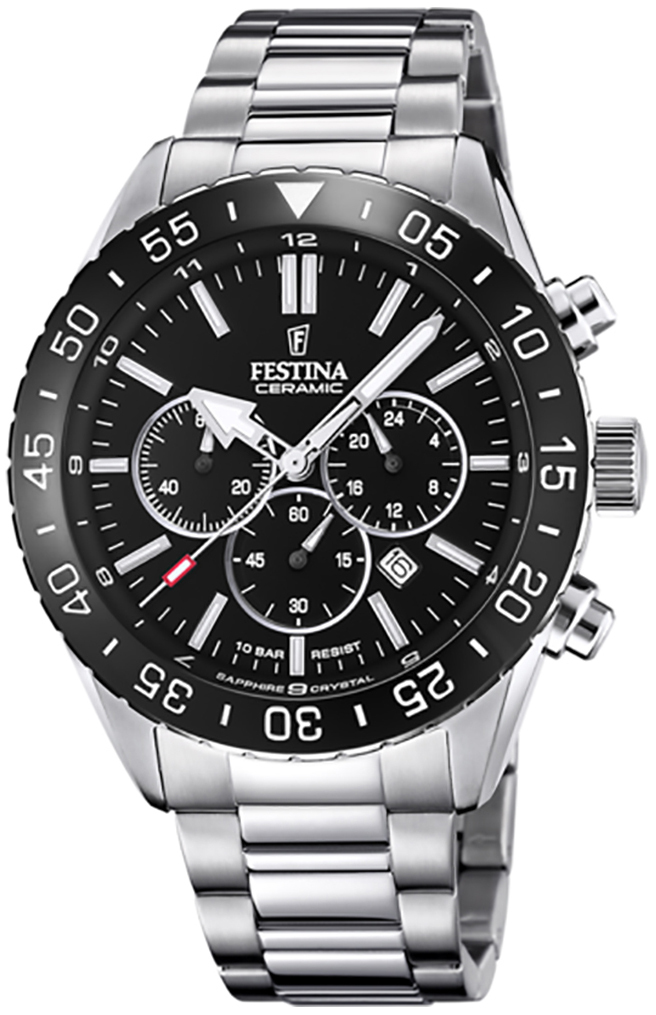 Festina Herreklokke F20575-3 Ceramic Sort/Stål Ø44 mm