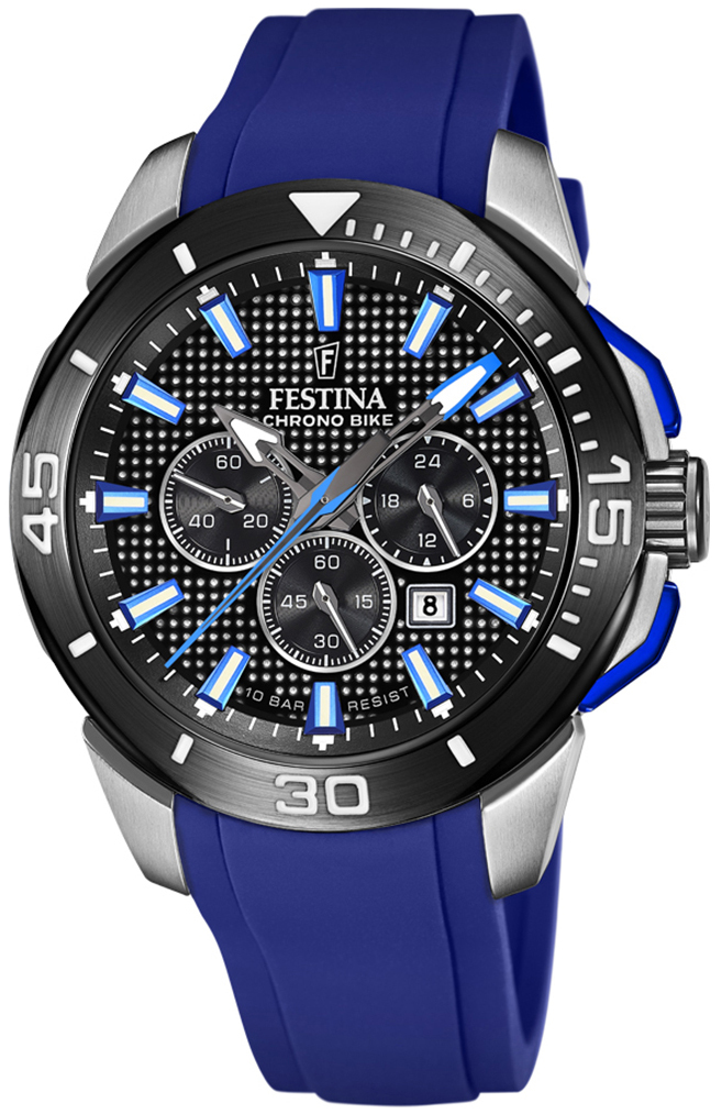 Festina Herreklokke F20642-1 Chrono Bike Sort/Gummi Ø47 mm