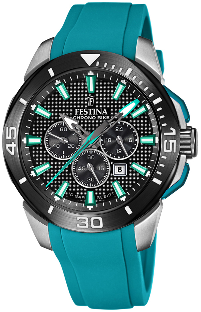 Festina Herreklokke F20642-3 Chrono Bike Sort/Gummi Ø47 mm