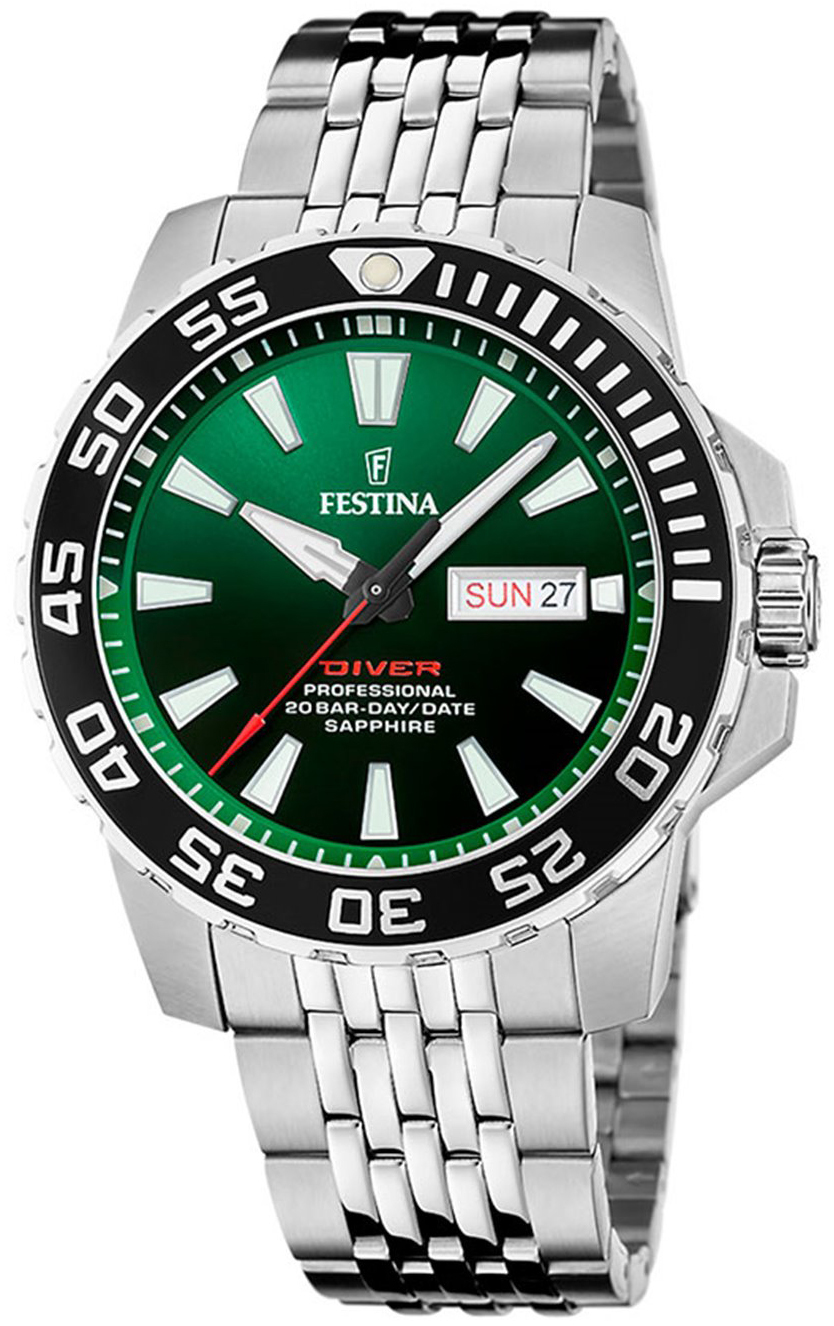 Festina Herreklokke F20661-2 Diver Grønn/Stål Ø45 mm