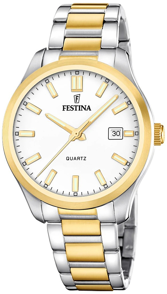 Festina Herreklokke F20738-1 Classic Hvit/Gulltonet stål Ø42 mm
