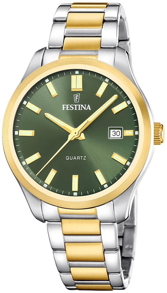Festina Herreklokke F20738-2 Classic Grønn/Gulltonet stål Ø42 mm