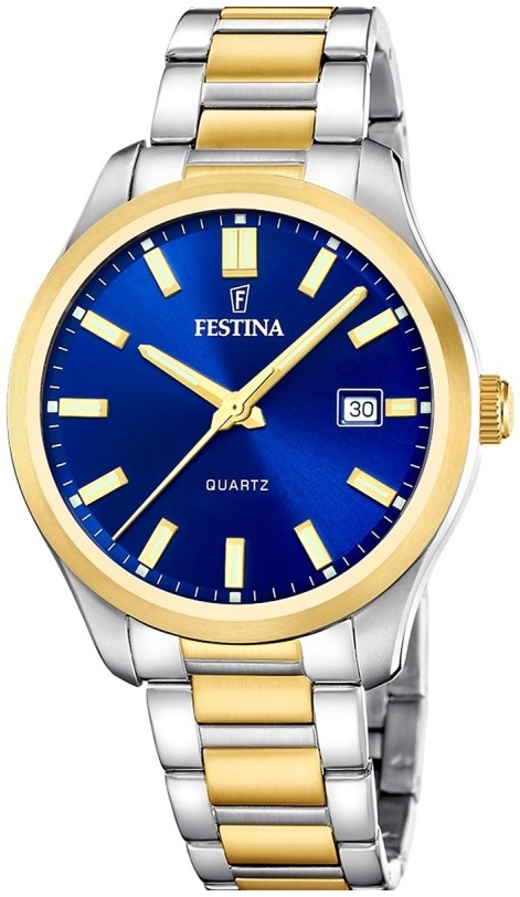 Festina Herreklokke F20738-3 Classic Blå/Gulltonet stål Ø42 mm