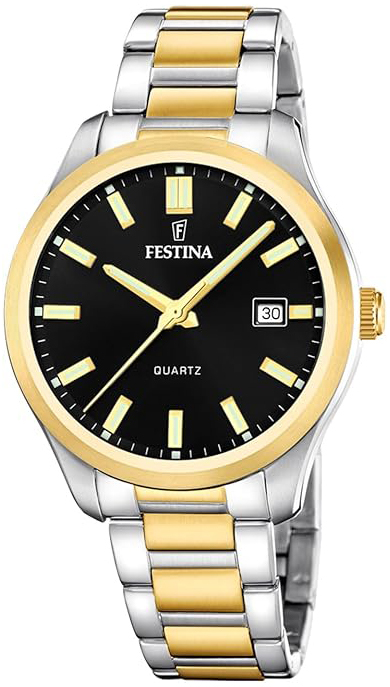 Festina Herreklokke F20738-4 Classic Sort/Gulltonet stål Ø42 mm