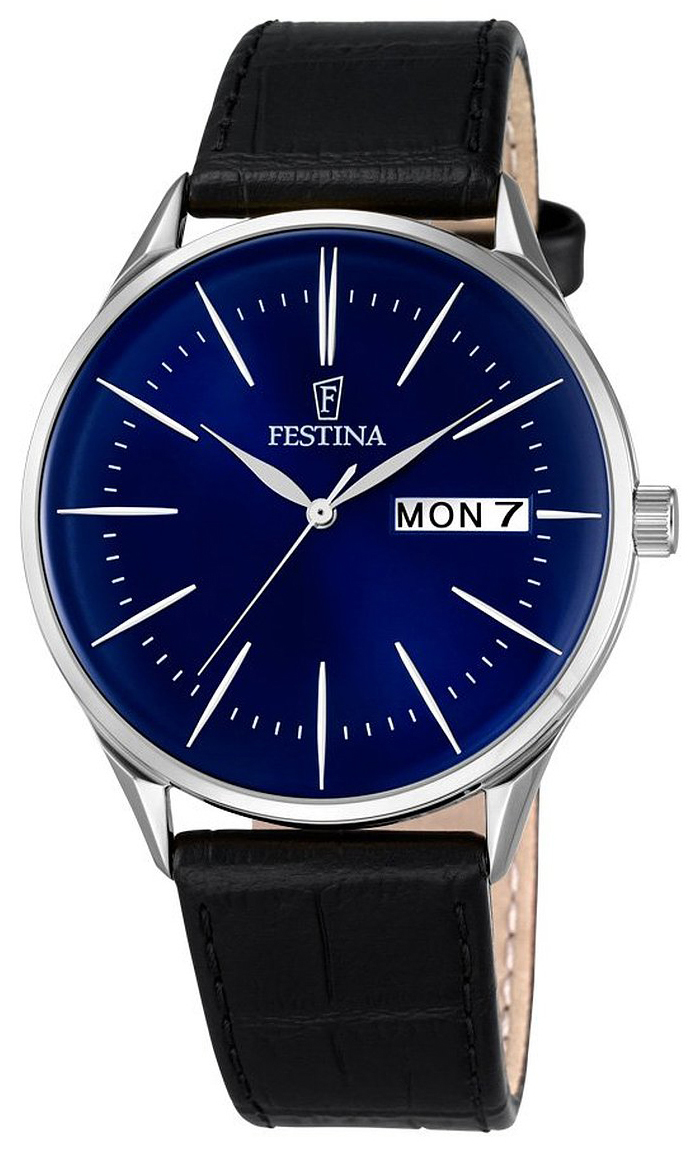 Festina Dress Herreklokke F6837-3 Blå/Lær Ø42 mm - Festina