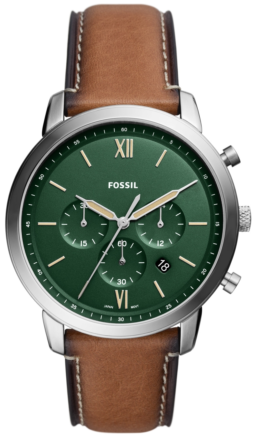 Fossil Herreklokke FS5963 Neutra Grønn/Lær Ø44 mm