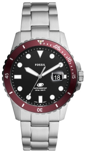 Fossil Herreklokke FS6013 Blue Sort/Stål Ø42 mm