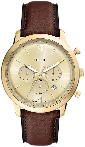 Fossil Herreklokke FS6113 Neutra Gull/Lær Ø44 mm