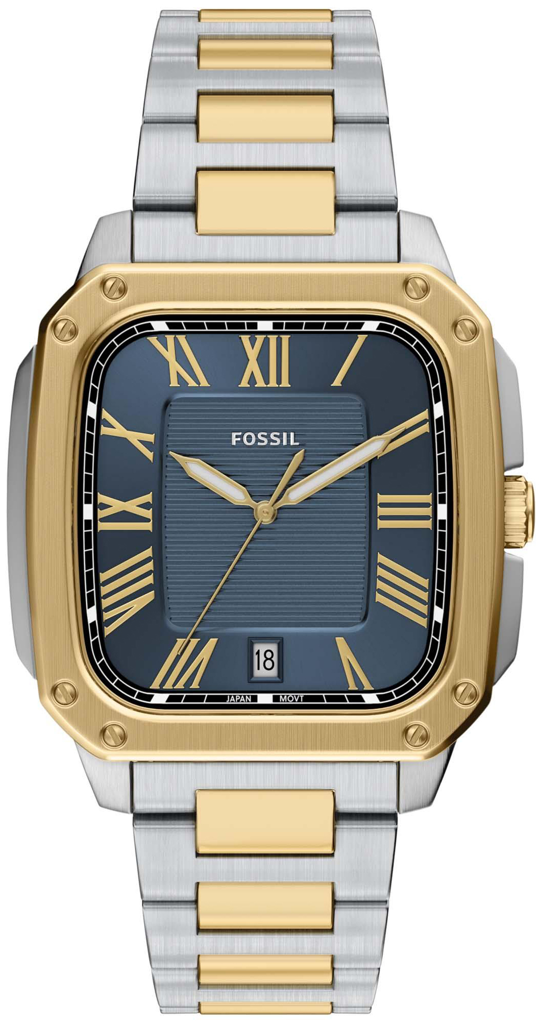 Fossil Herreklokke FS6161 Crosby Blå/Gulltonet stål