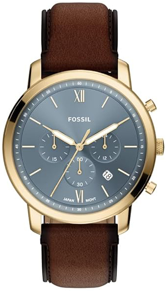 Fossil Herreklokke FS6162 Neutra Blå/Lær Ø44 mm