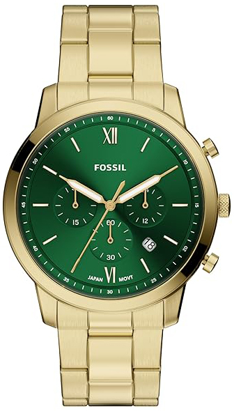 Fossil Herreklokke FS6164 Neutra Grønn/Gulltonet stål Ø44 mm