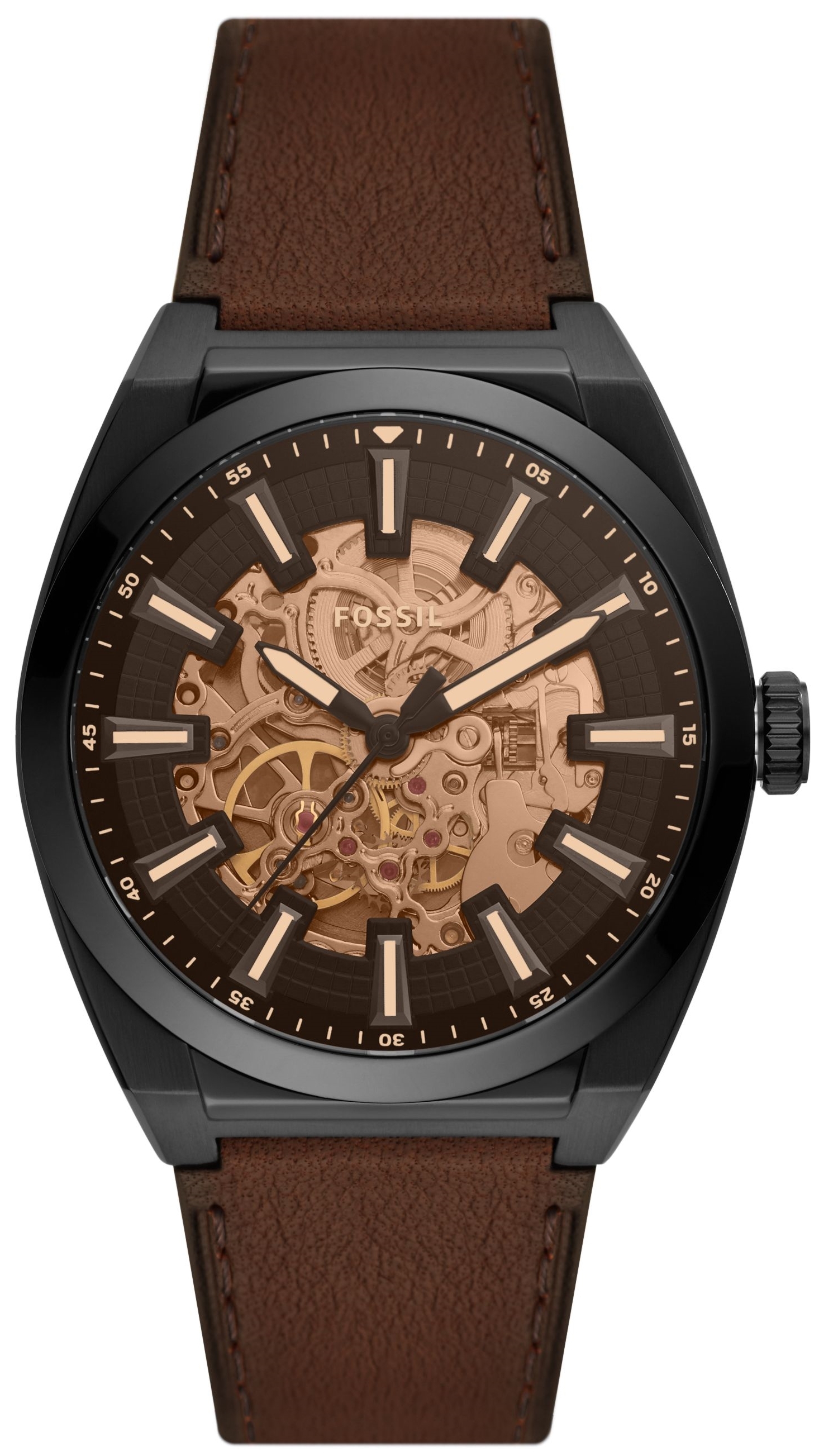 Fossil Herreklokke ME3207 Everett Sort/Lær Ø42 mm