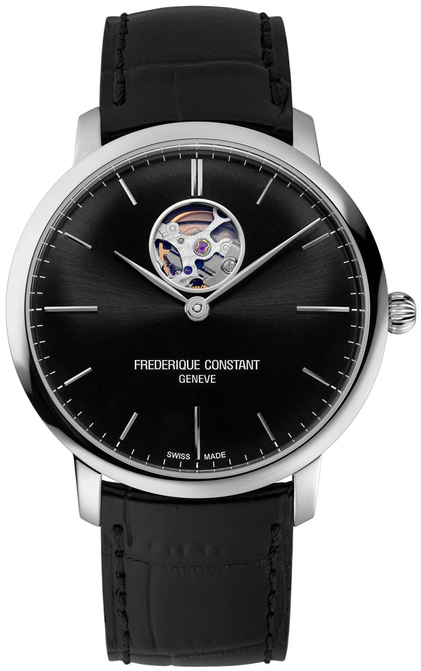 Frederique Constant Herreklokke FC-312B4S6 Slimline Sort/Lær Ø40 mm