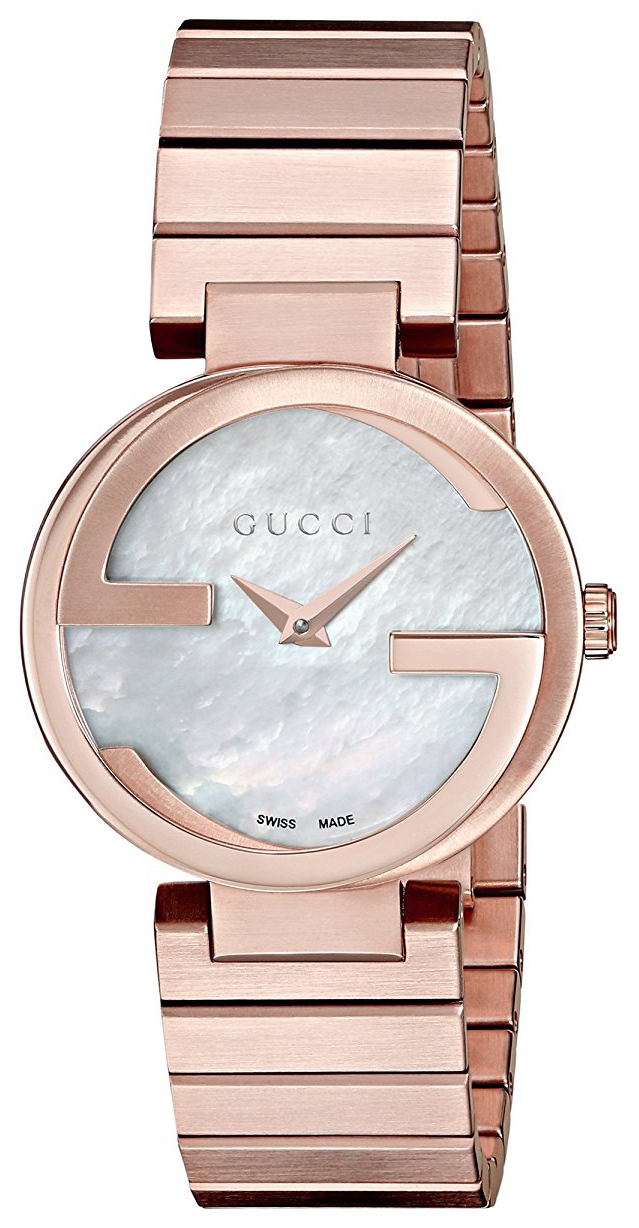 Gucci Interlocking Dameklokke YA133515 Hvit/Rose-gulltonet stål Ø29 - Gucci
