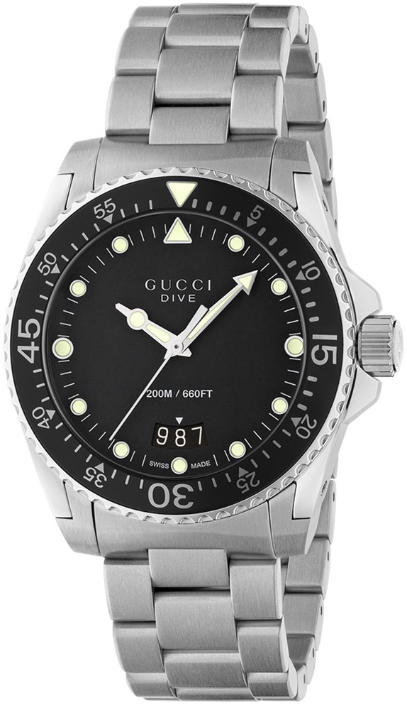 Gucci Herreklokke YA136301B Dive Sort/Stål Ø40 mm