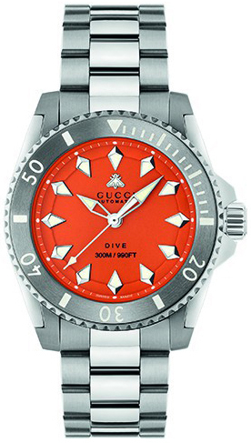 Gucci YA136355 Dive Orange/Stål Ø40 mm