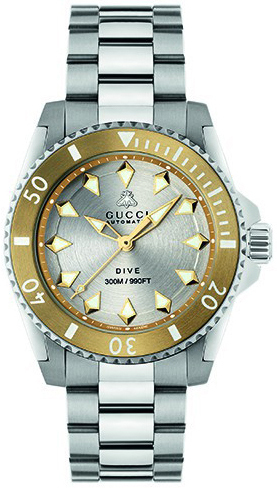 Gucci YA136357 Dive Sølvfarget/Stål Ø40 mm