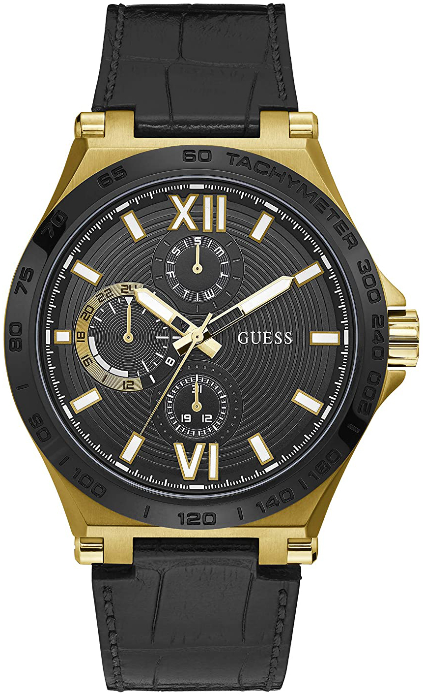 Guess Herreklokke GW0204G1 Sort/Lær Ø46 mm