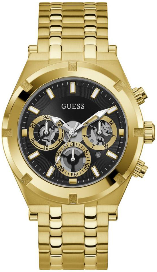 Guess Herreklokke GW0260G2 Continental Sort/Gulltonet stål Ø44 mm