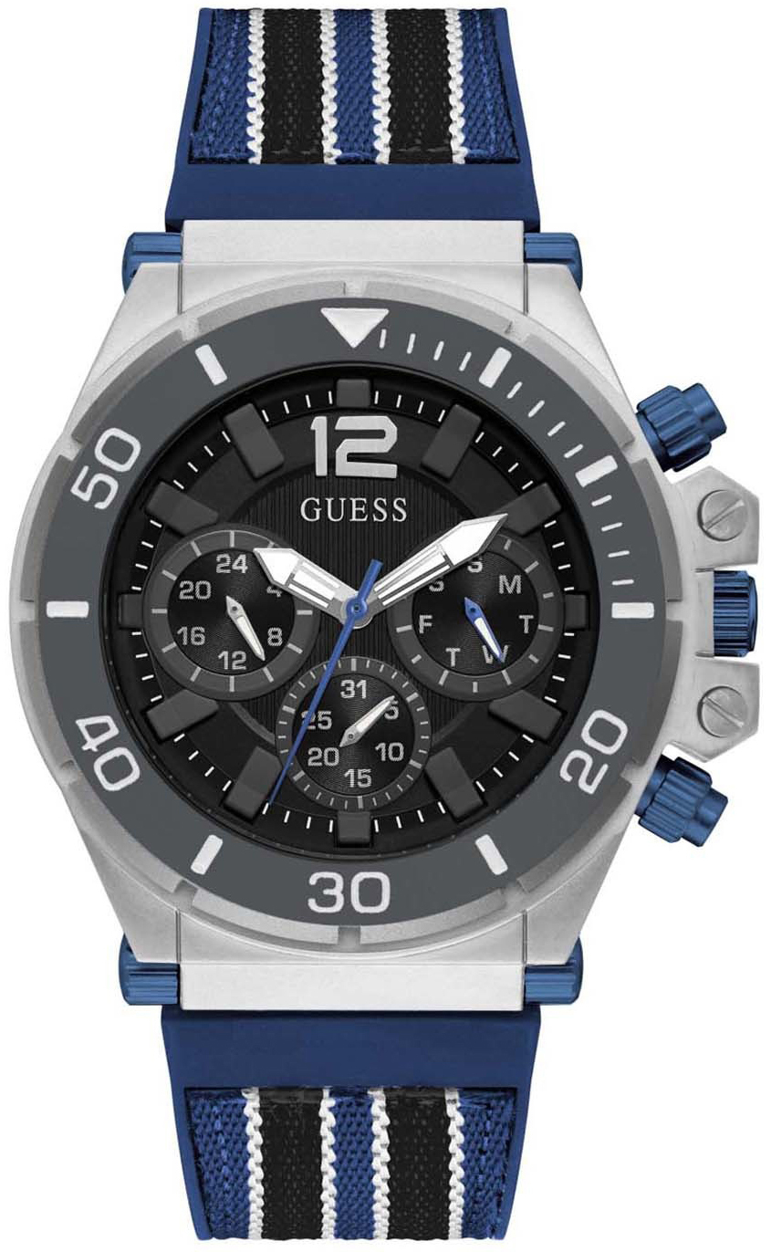 Guess Herreklokke GW0415G2 Pilot Sort/Gummi Ø50 mm