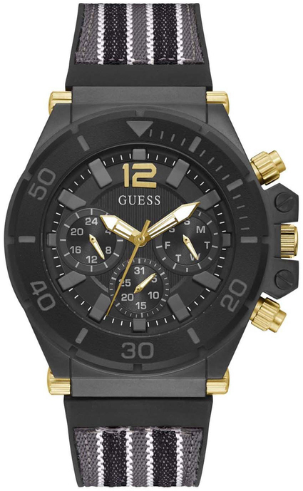 Guess Herreklokke GW0415G3 Pilot Sort/Gummi Ø50 mm