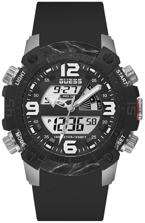 Guess Herreklokke GW0421G1 LCD/Gummi Ø45 mm