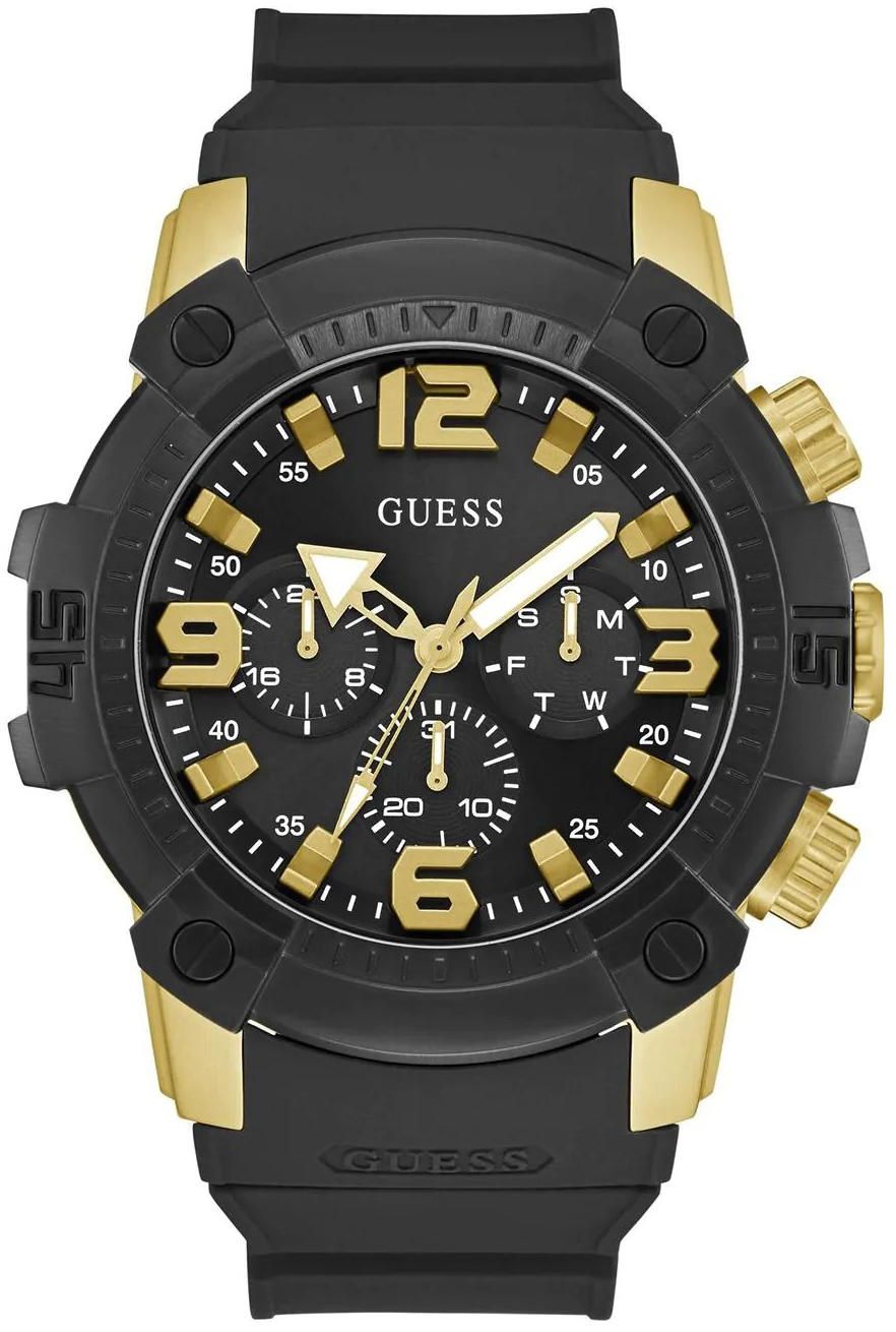 Guess Herreklokke GW0911G3 Linebacker Sort/Gummi Ø50 mm