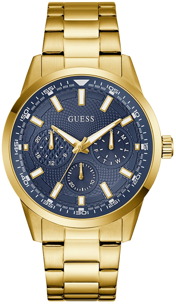Guess Herreklokke GW0963G2 Multifunction Blå/Gulltonet stål Ø44 mm