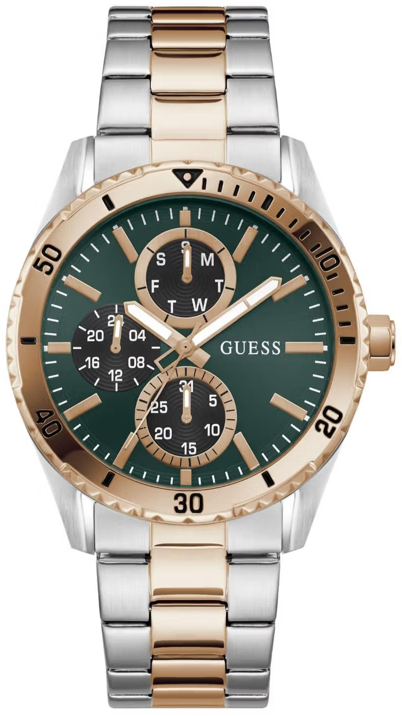 Guess Herreklokke GW1061G6 Velocity Grønn/Rose-gulltonet stål Ø43