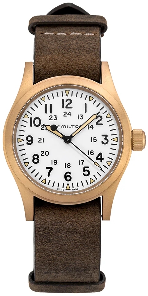 Hamilton Herreklokke H69459510 Khaki Field Hvit/Lær Ø38 mm