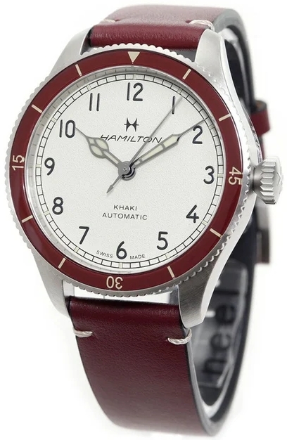 Hamilton Herreklokke H76265810 Khaki Aviation Pilot Pioneer Hvit/Lær