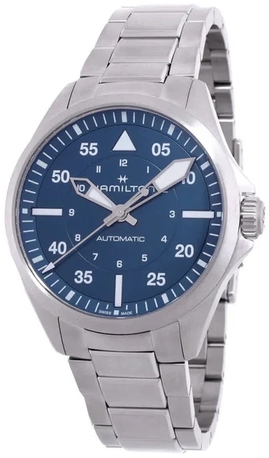 Hamilton Herreklokke H76305140 Khaki Aviation Pilot Auto Blå/Stål