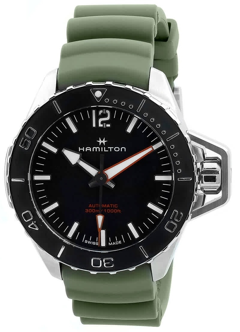 Hamilton Herreklokke H77825331 Khaki Navy Frogman Sort/Gummi Ø46 mm