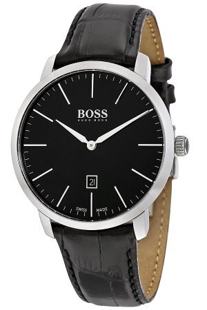 Hugo Boss Swiss Made Herreklokke 1513258 Sort/Lær Ø42 mm