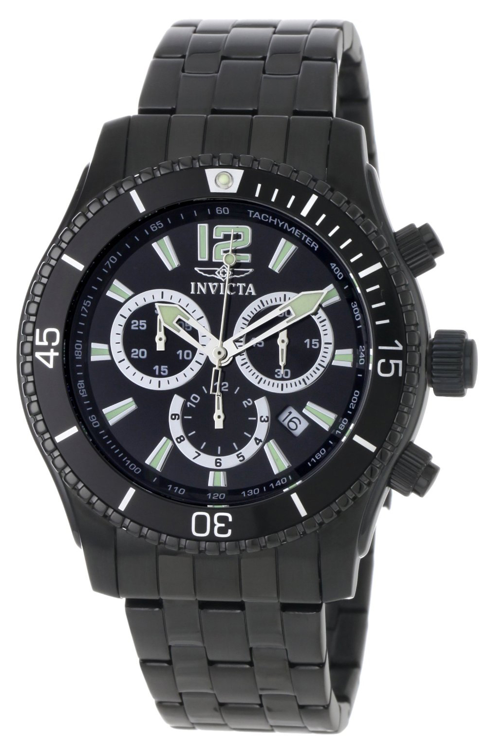 Invicta Chronograph Herreklokke 0624 Sort/Stål Ø45 mm - Invicta