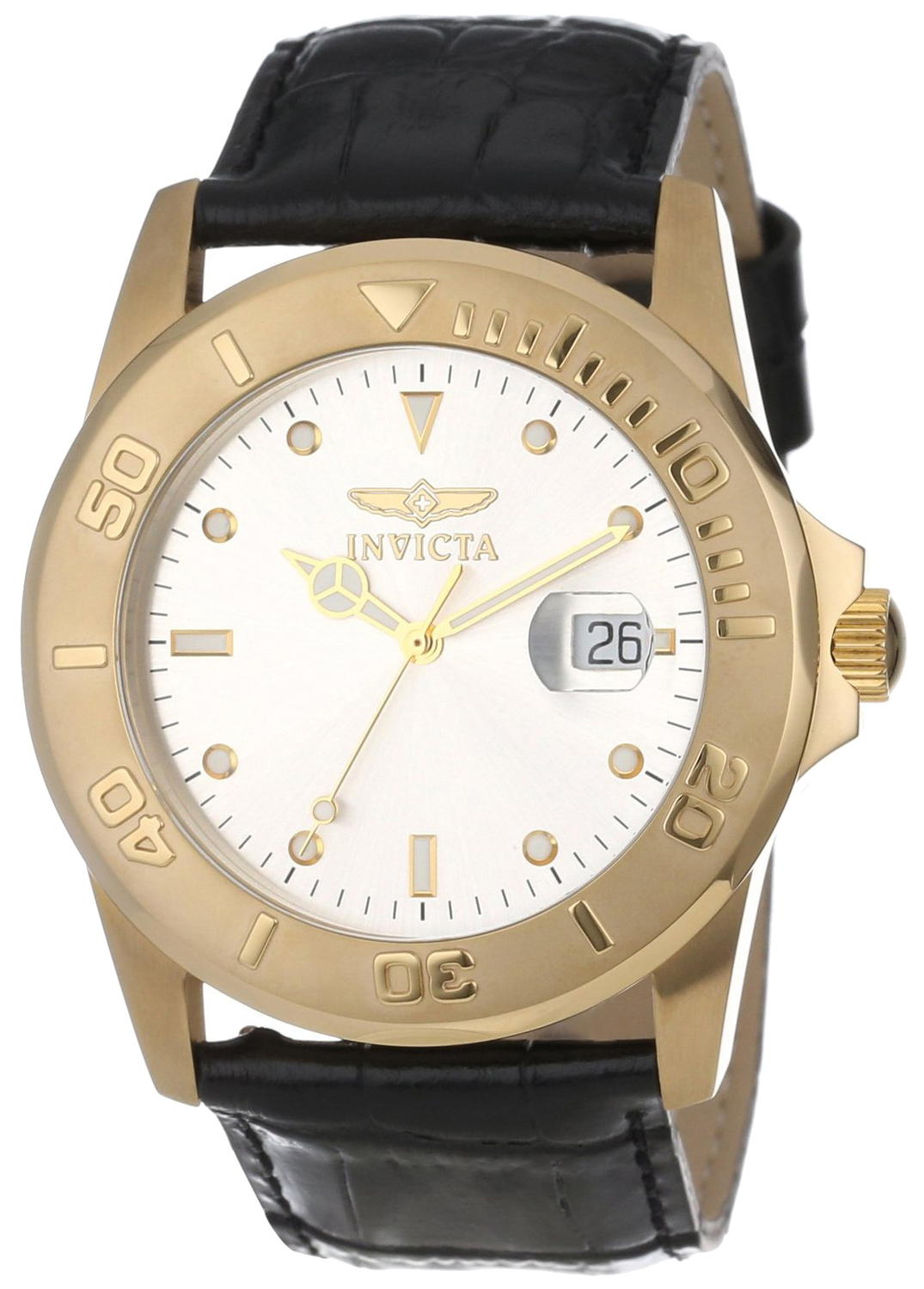 Invicta Pro Diver Herreklokke 10231 Sølvfarget/Lær Ø45 mm - Invicta