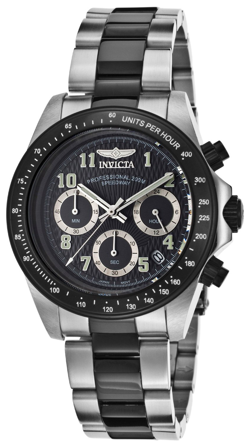 Invicta Herreklokke 17031 Speedway Sort/Stål Ø40 mm