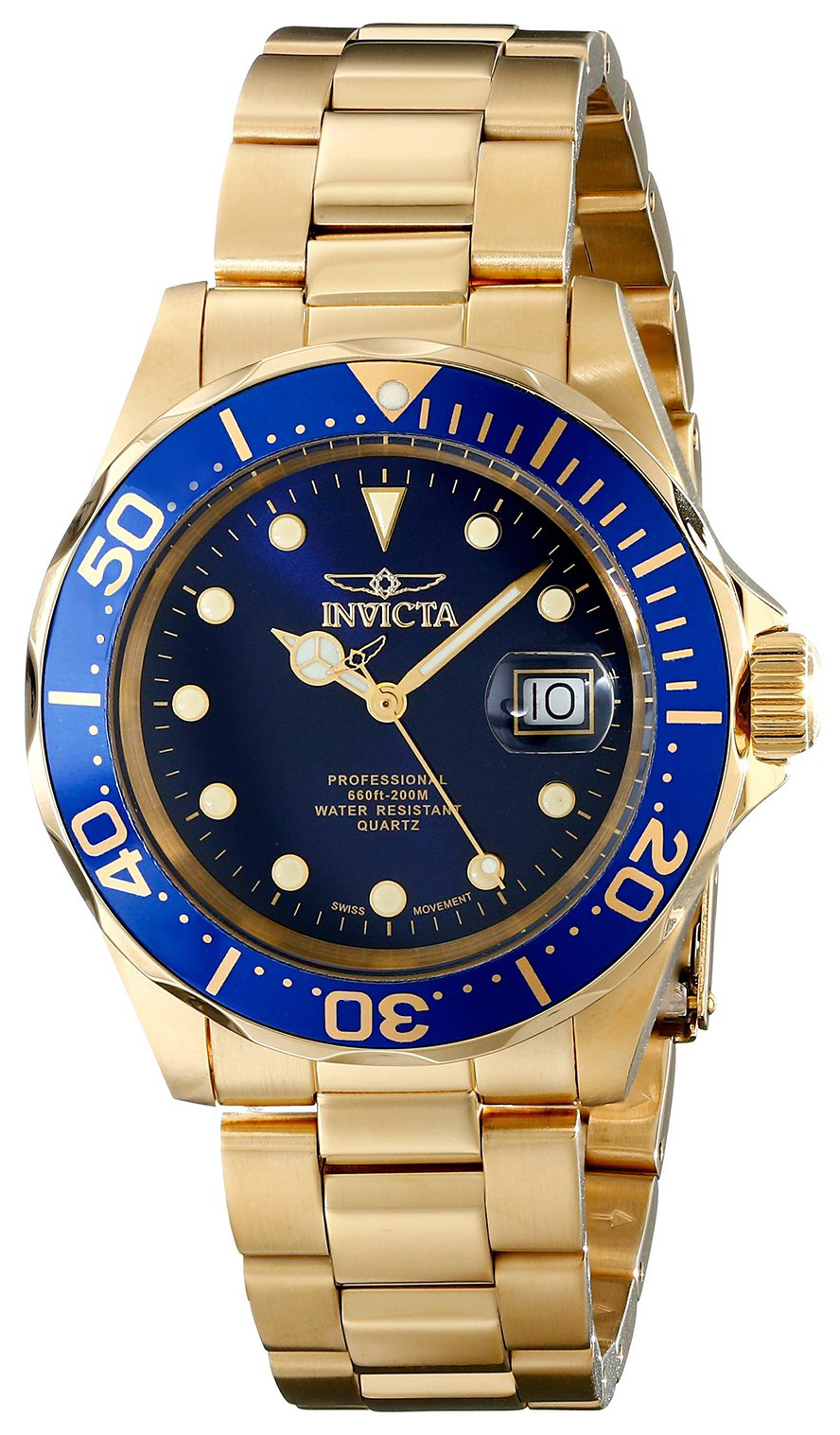 Invicta Pro Diver Herreklokke 17058 Blå/Gulltonet stål Ø40 mm - Invicta